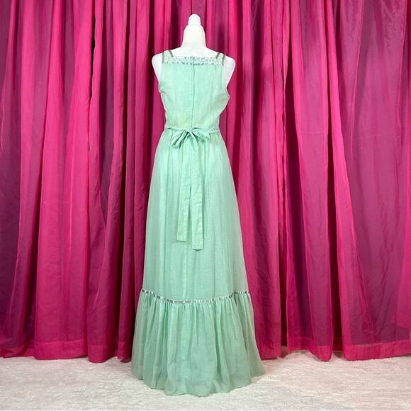 Vintage Green Lace Maxi Dress - Picture 2 of 13